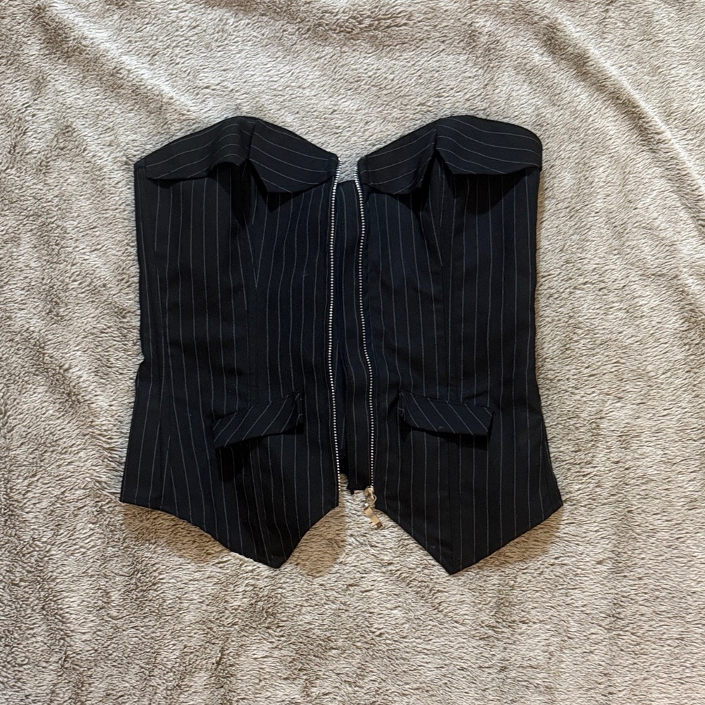 Black Pinstripe Corset Top